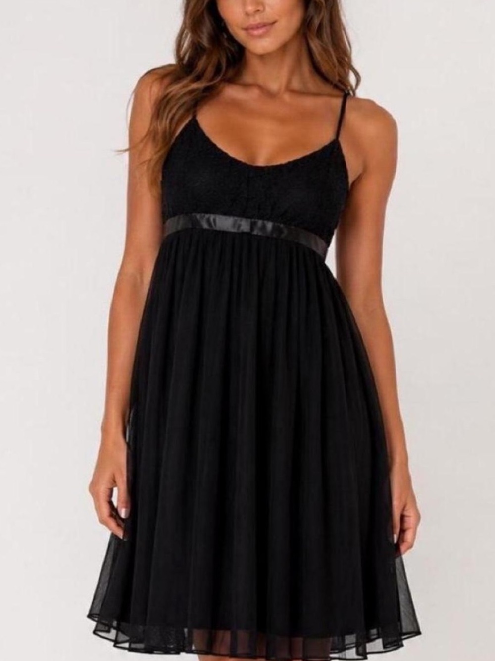 Chic Black Cocktail Mini Dress Romantic Babydoll